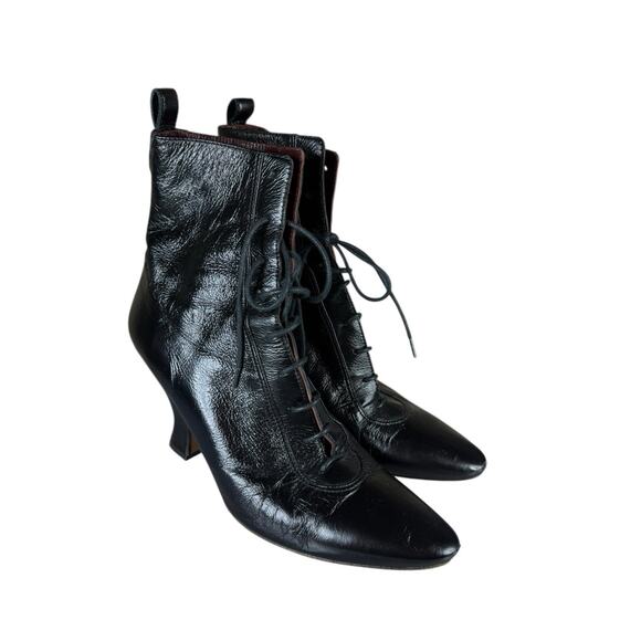 Marc Jacobs The Victorian Black Leather Lace-Up Ankle Boots Size 7 US - Picture 3 of 11